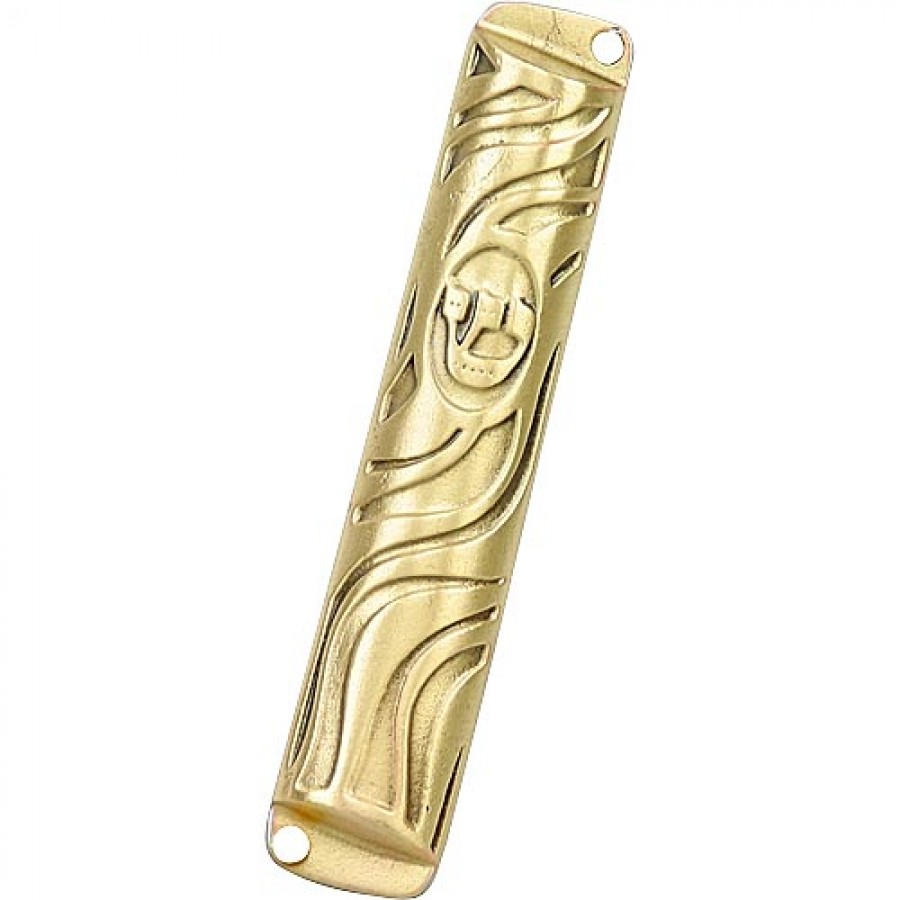 Patterned Brass Mezuzah Judaica Mall