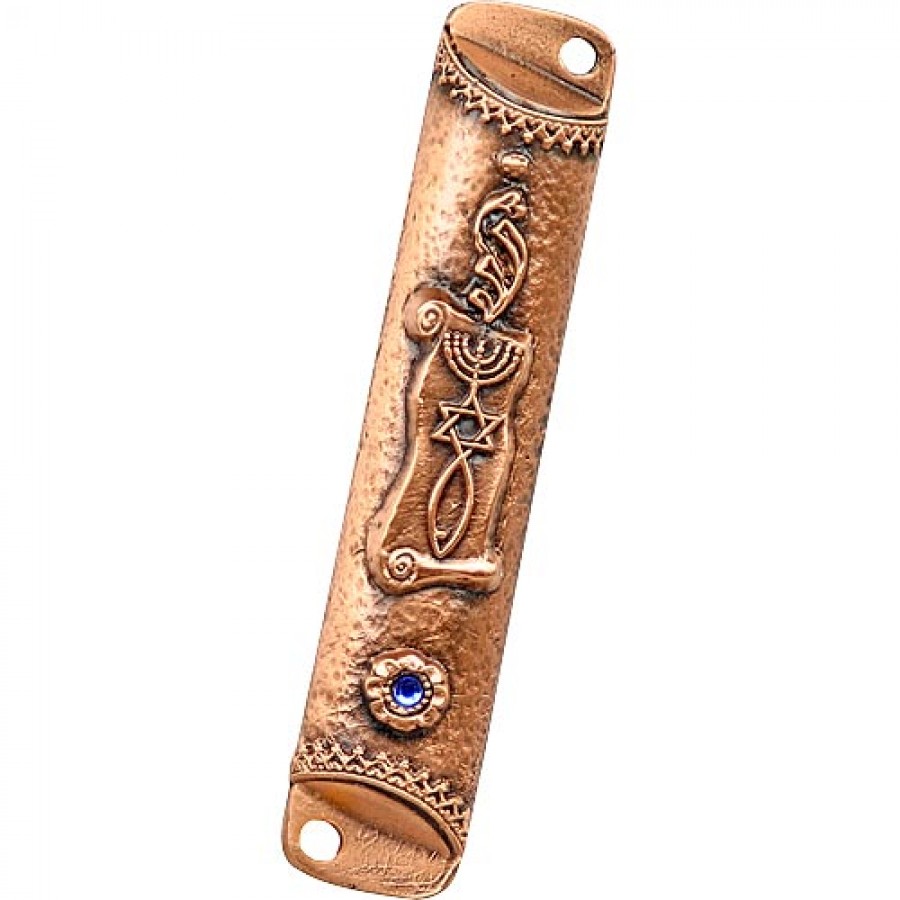 Ornate Bronze Mezuzah Judaica Mall