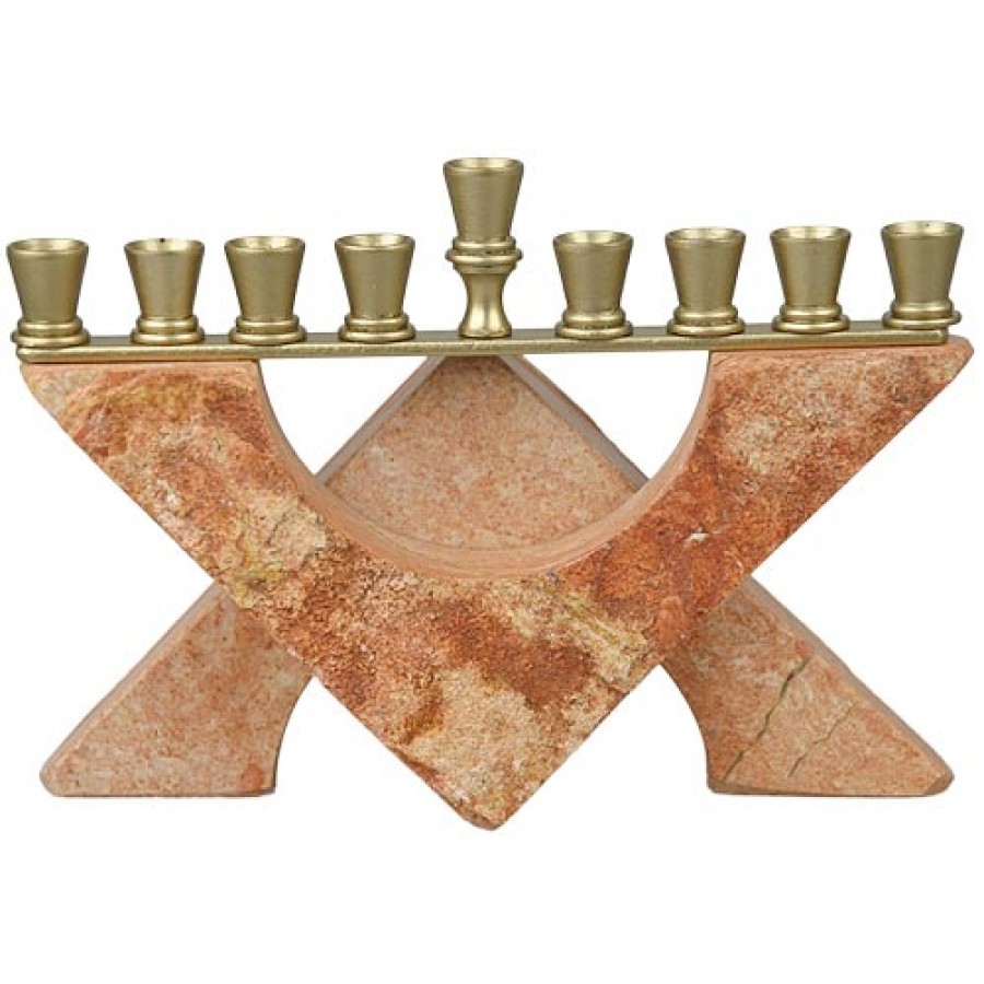 Dark Jerusalem Stone Menorah - Judaica Mall