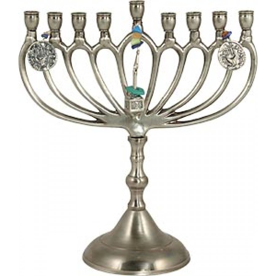 Pewter Menorah with Adornments