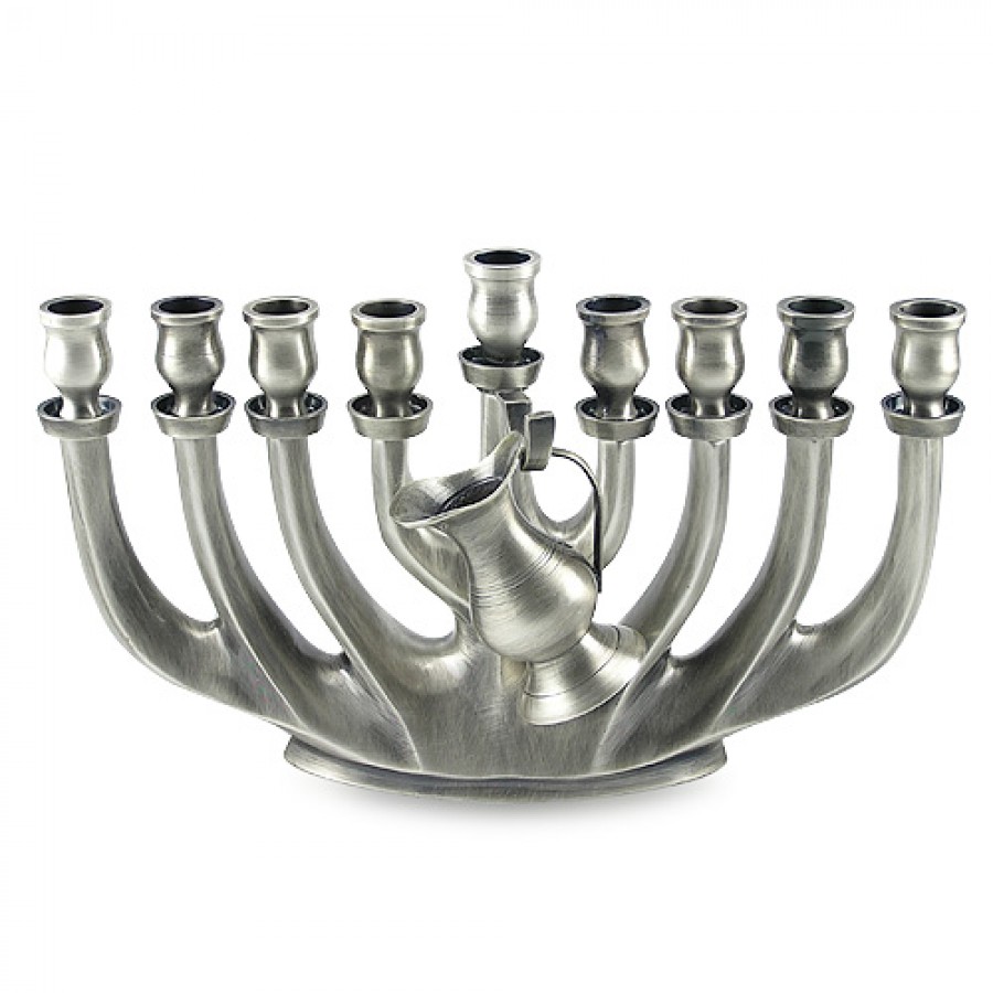 Solid Pewter Hanukkah Menorah Judaica Mall