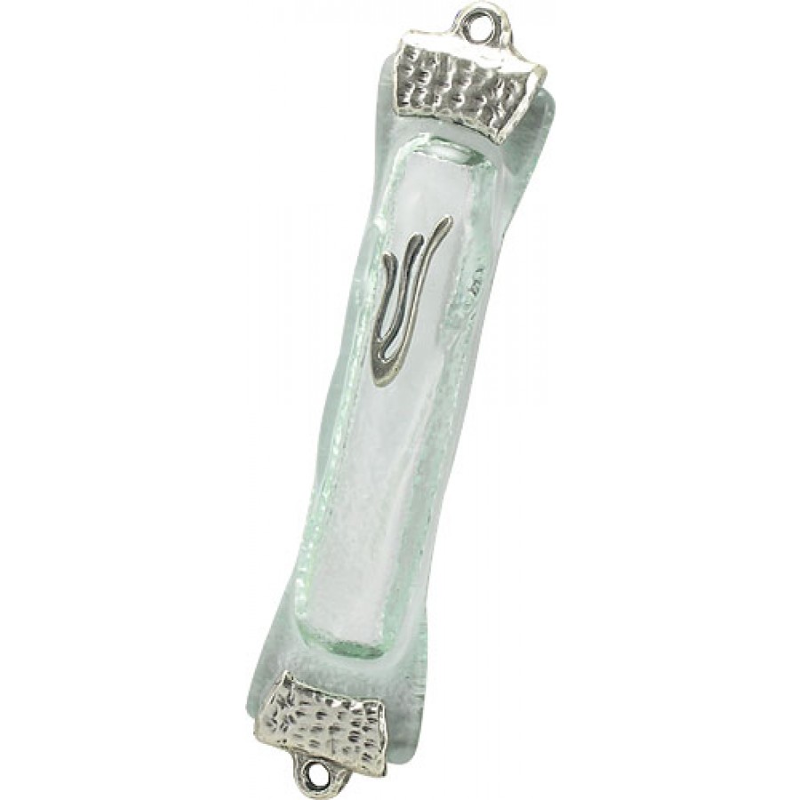 Clear Glass Mezuzah Judaica Mall