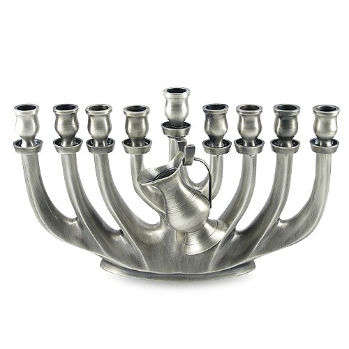 Solid Pewter Hanukkah Menorah Judaica Mall
